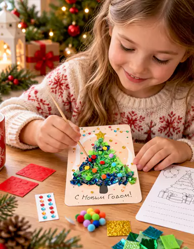 Otroški komplet za tridimenzionalne božične nalepke Craft DIY